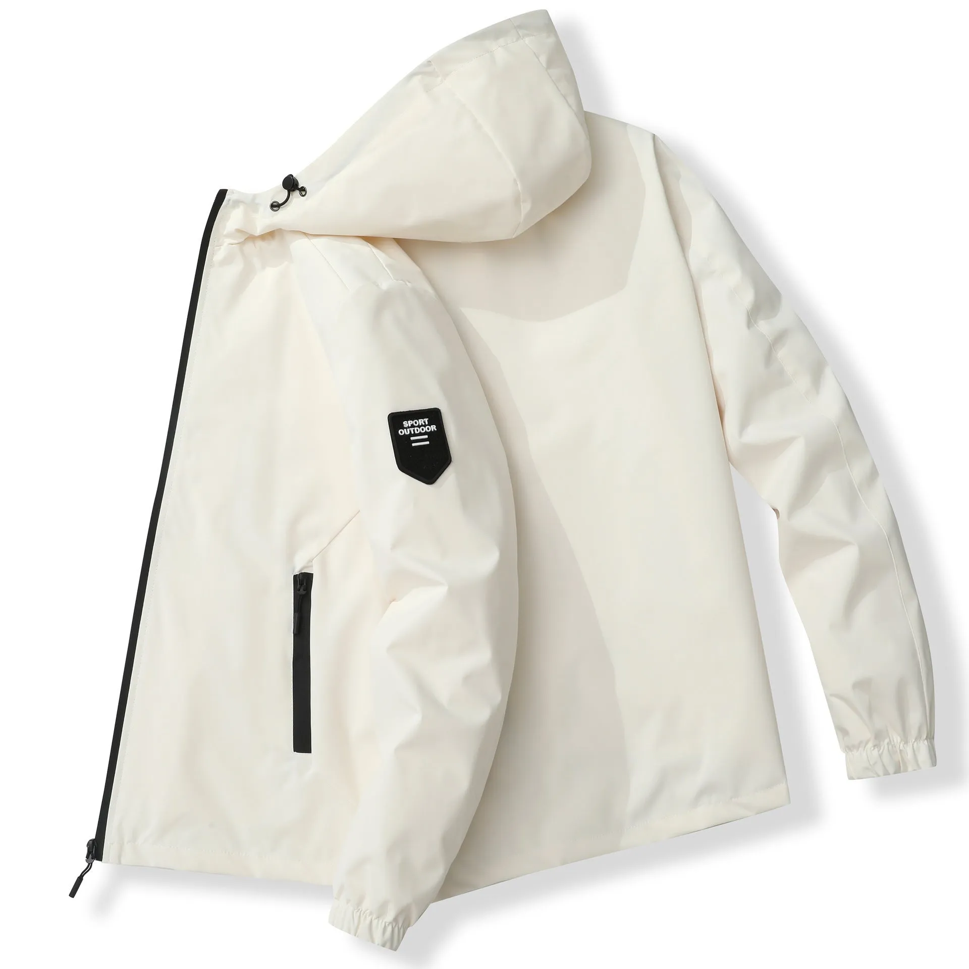 Outdoor wild jacket in black, long sleeves, 100% polyester for spring and autumn wear