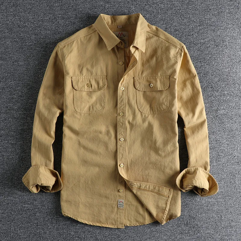 Men's light blue cotton long sleeve shirt with regular fit and cardigan style design