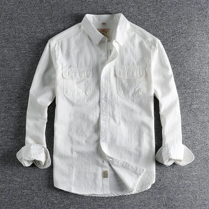 Men's light blue cotton long sleeve shirt with regular fit and cardigan style design