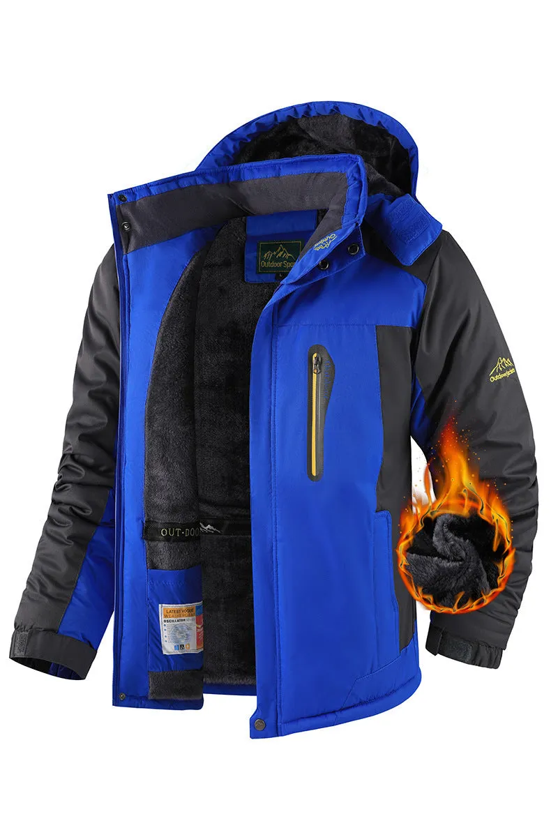 Men's fleece-lined thick winter jacket mid-length cotton-padded coat in 828 Black