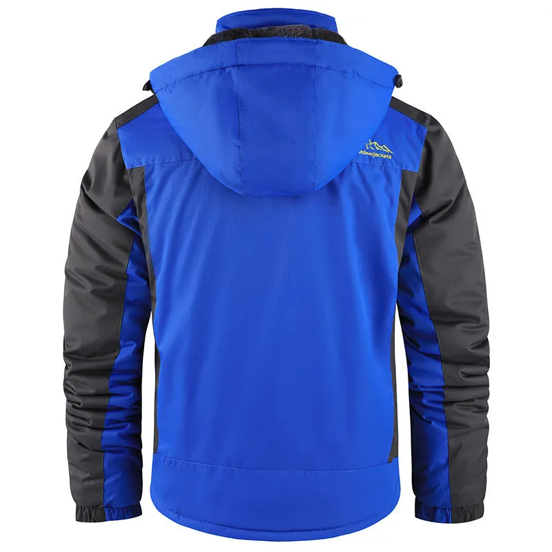 Men's fleece-lined thick winter jacket mid-length cotton-padded coat in 828 Black