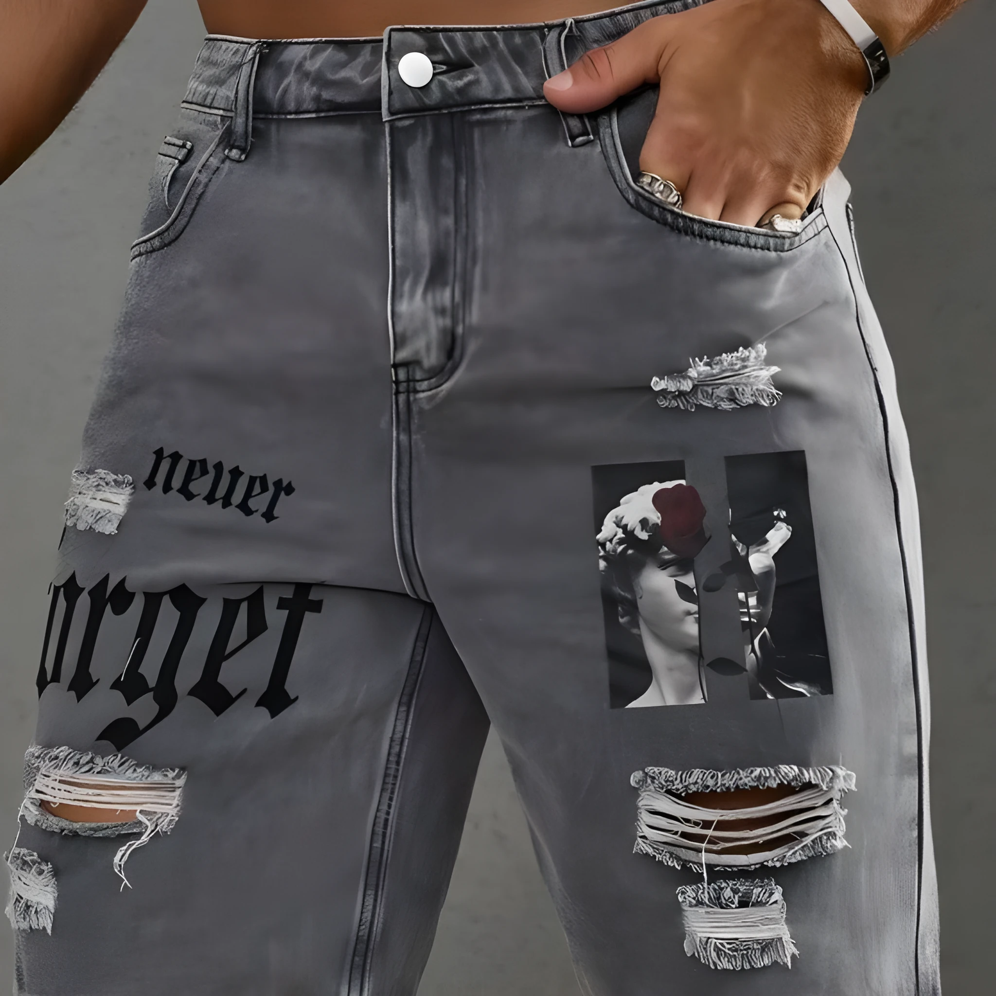 Men's letter printed cowboy shorts with double layer belt, available in multiple colours including black, grey, khaki, and olive green