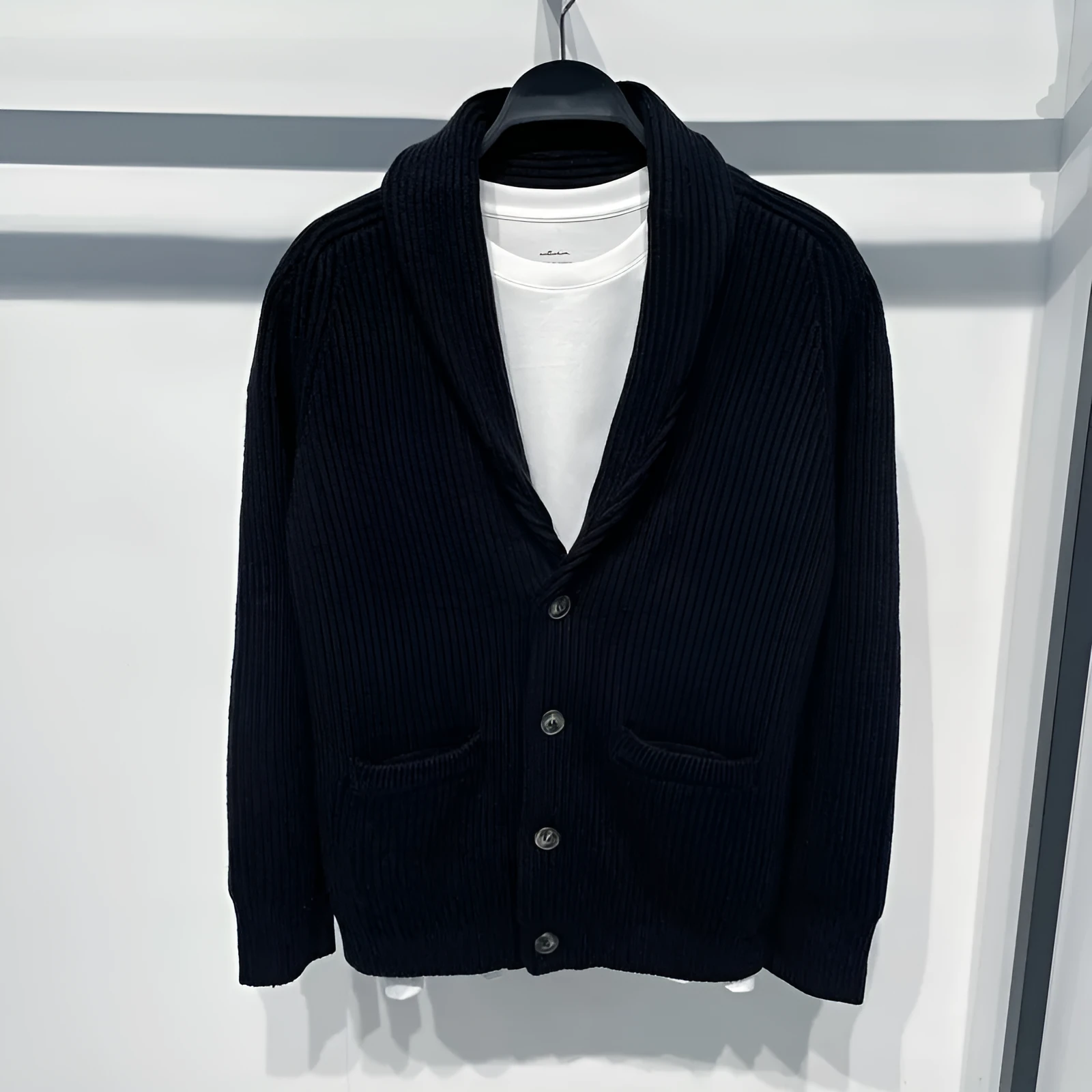 Men’s Korean style hooded knitted cardigan coat in polyester fibre, loose fit, winter long sleeve, available in green black apricot sizes M to 4XL
