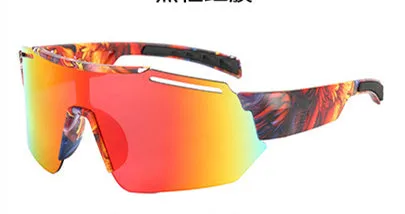 Big frame UV400 sports sunglasses for men and women with PC lens and frame in black frame blue film option