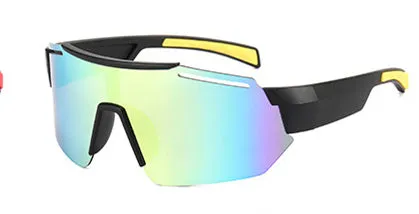 Big frame UV400 sports sunglasses for men and women with PC lens and frame in black frame blue film option