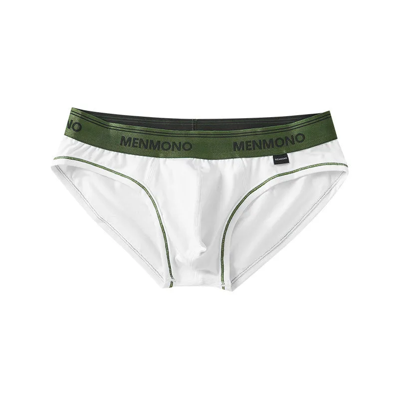 Men's solid colour cotton low waist briefs displayed in a two-tone colour option.