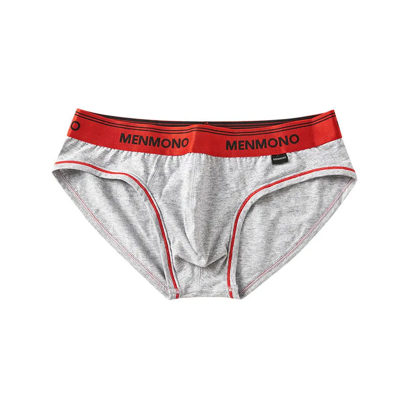 Men's solid colour cotton low waist briefs displayed in a two-tone colour option.