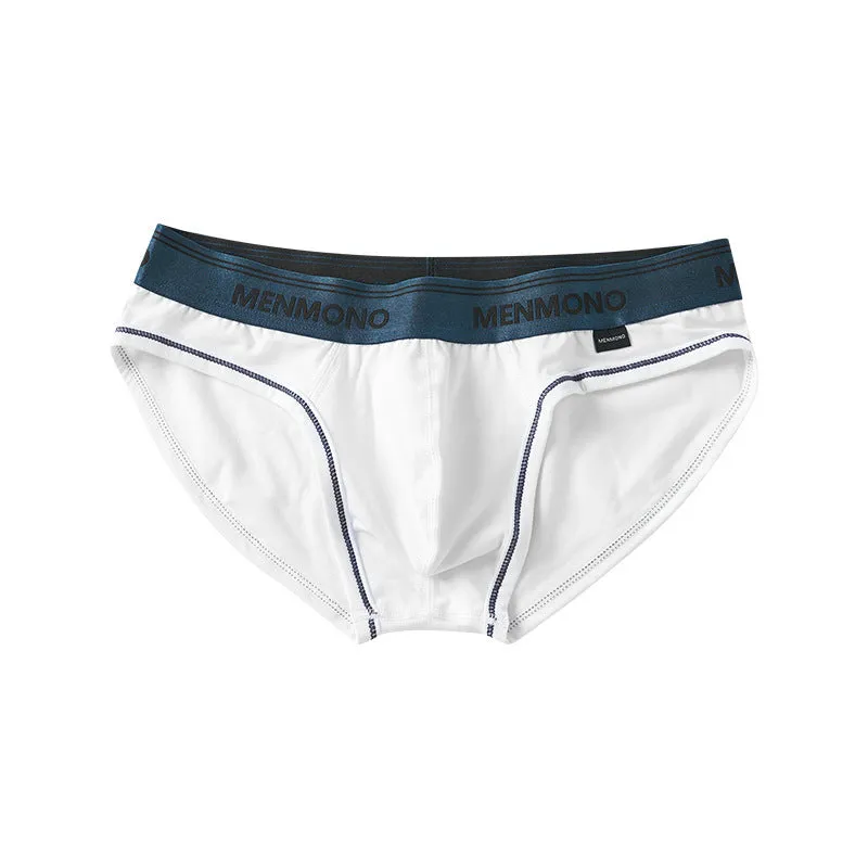 Men's solid colour cotton low waist briefs displayed in a two-tone colour option.