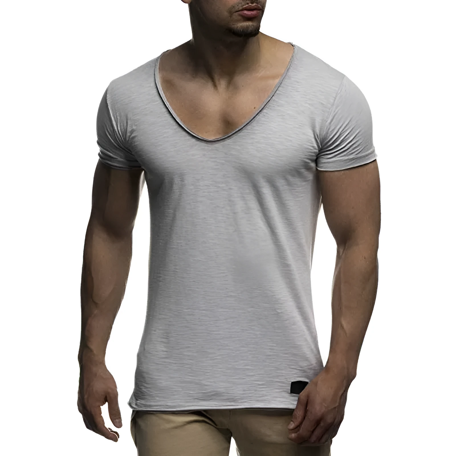 Men's v-neck short sleeve t-shirt in modal fabric, slim fit, available in multiple colours