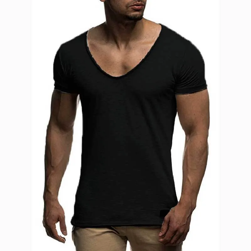 Men's v-neck short sleeve t-shirt in modal fabric, slim fit, available in multiple colours