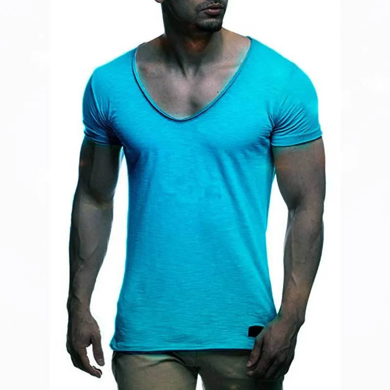 Men's v-neck short sleeve t-shirt in modal fabric, slim fit, available in multiple colours
