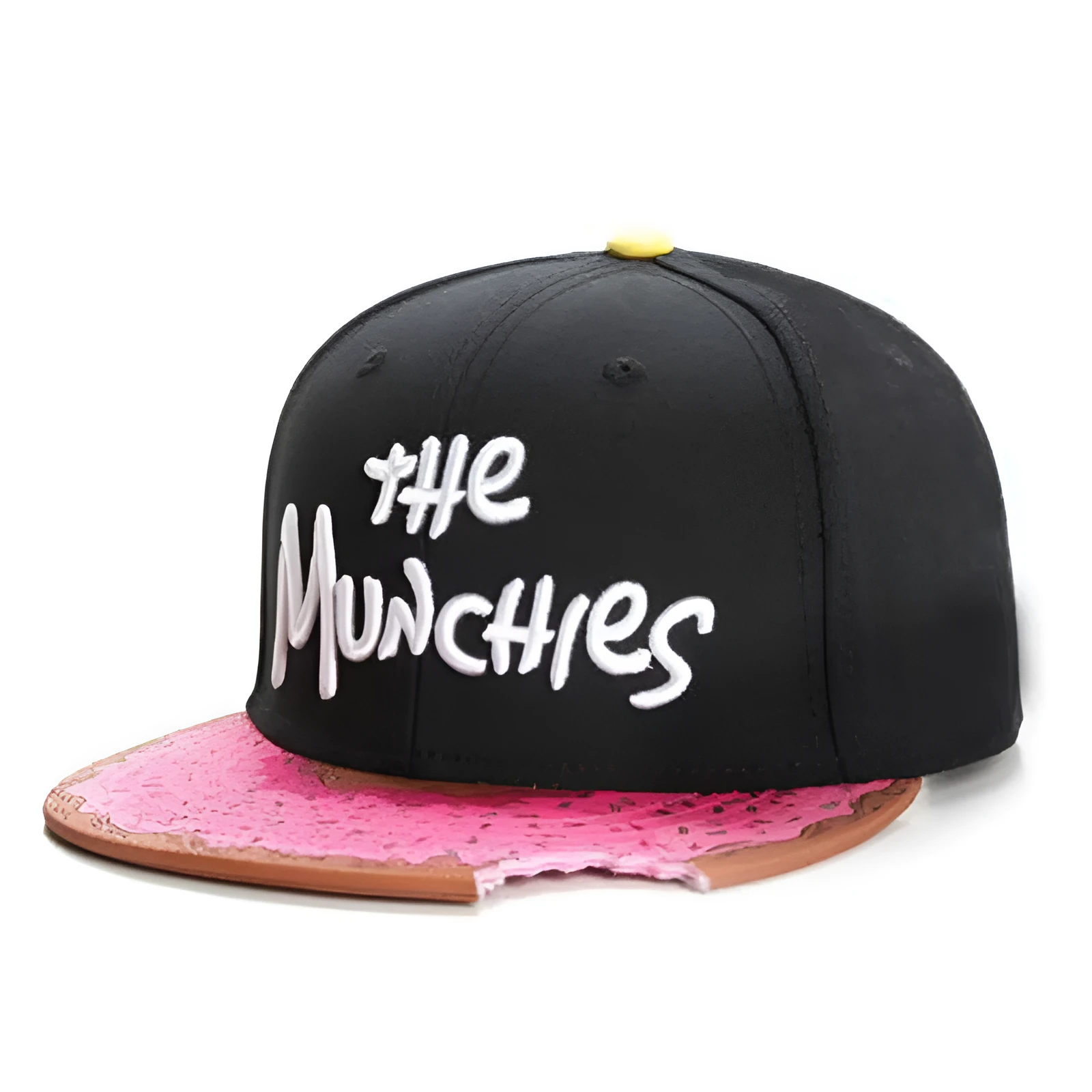 Cotton snapback baseball cap with adjustable back, black colour, side view
