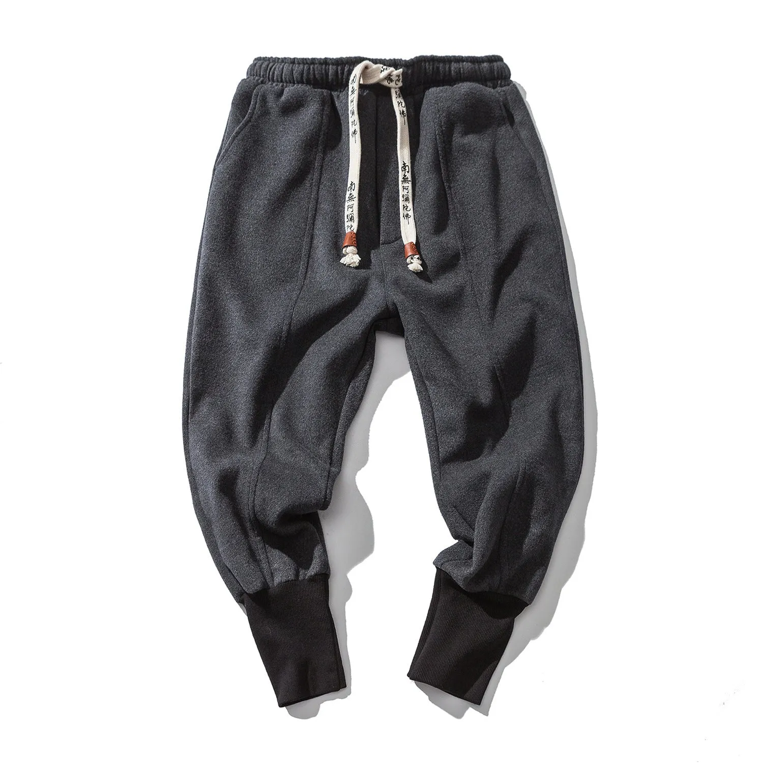 Teen loose fit harem casual pants in dark grey with elastic waist and slant pockets