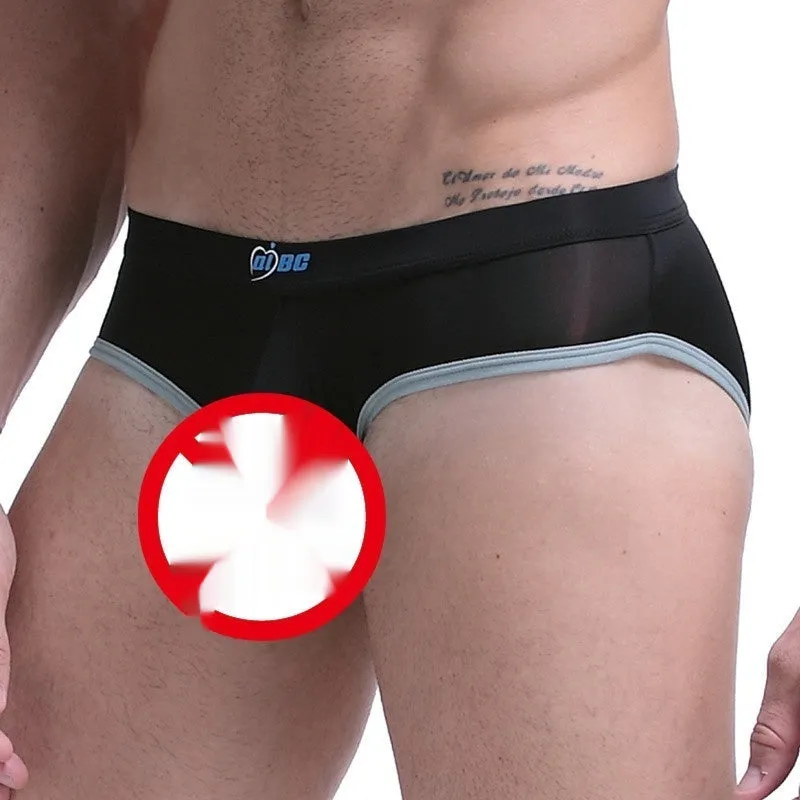 Men's ice silk briefs with bullet separation in seven colour options showing mid waist design