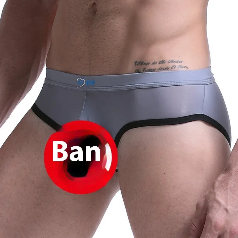 Men's ice silk briefs with bullet separation in seven colour options showing mid waist design