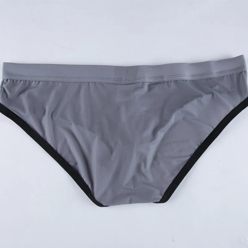 Men's ice silk briefs with bullet separation in seven colour options showing mid waist design