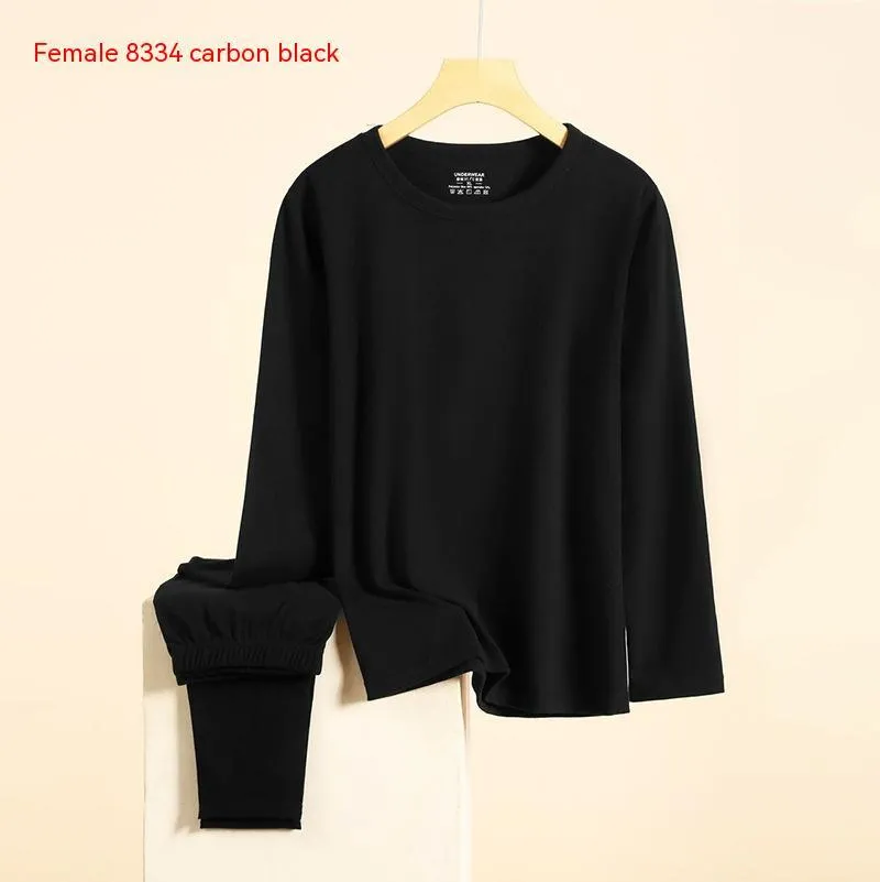 Self-heating Dralon thermal underwear set for men and women with long sleeve top and pants in carbon black