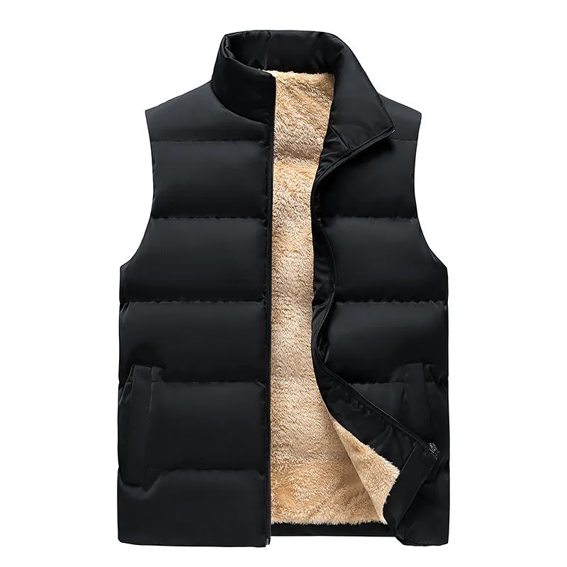 Lambswool men's down cotton vest clip outer wear in solid colour, unhooded, slim fit, polyester fibre