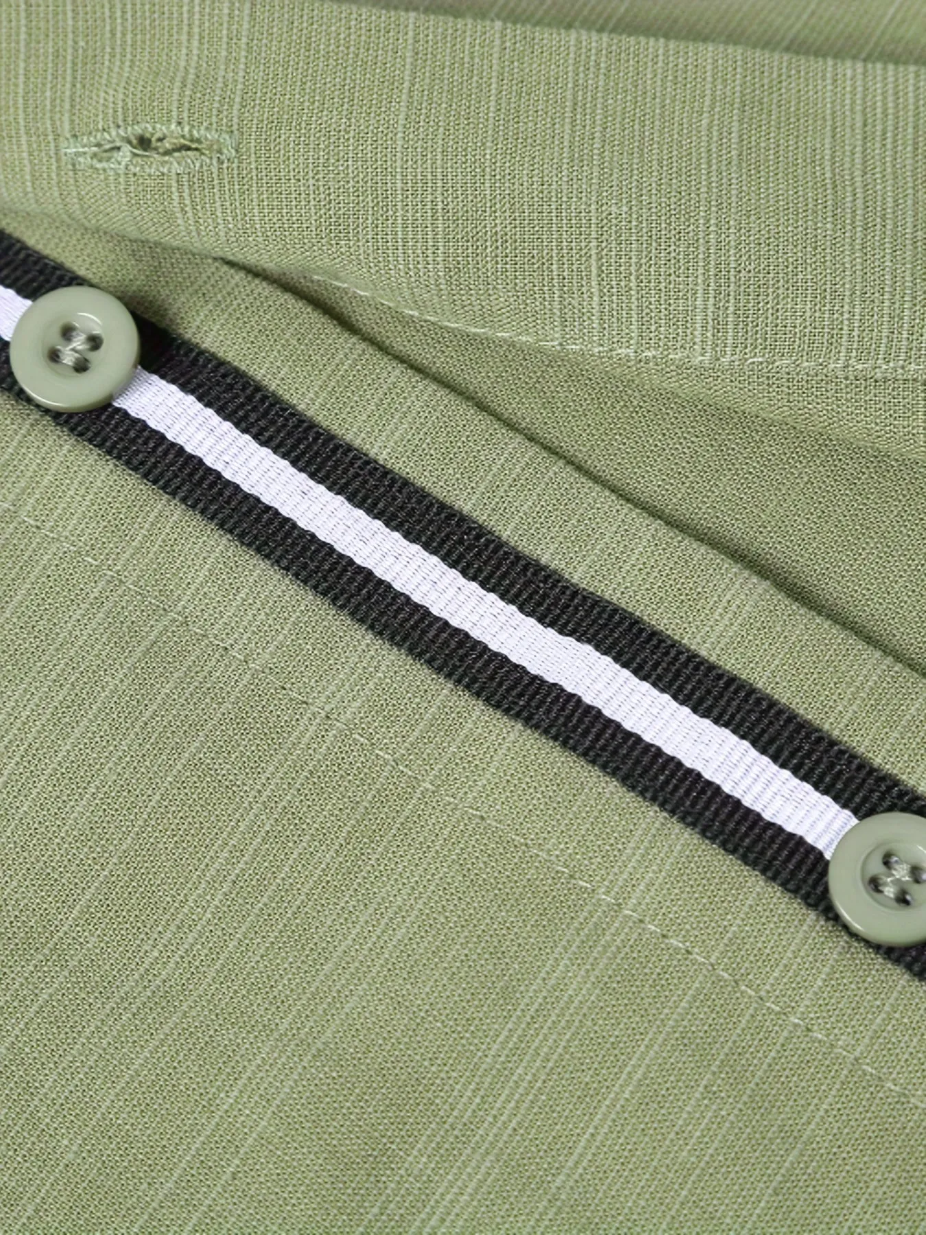 Light green linen men's casual shirt with lapel collar and long sleeves, front view
