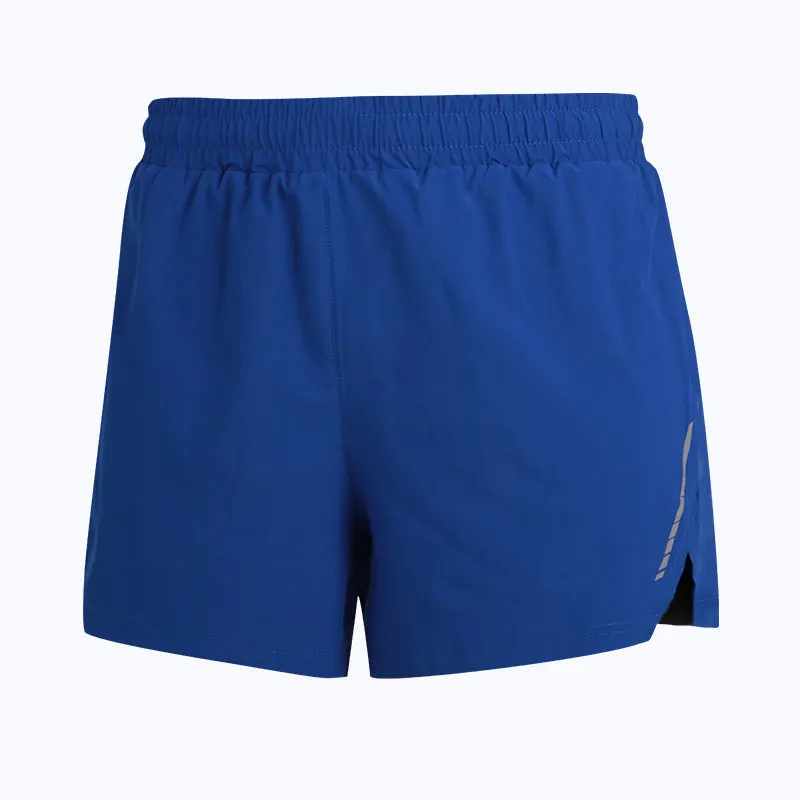 Man modelling casual grey quick-dry running shorts with a straight-leg cut.