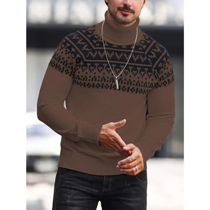 Men's loose high collar printed sweater in rabbit fur and modal blend, available in multiple colours including apricot and black