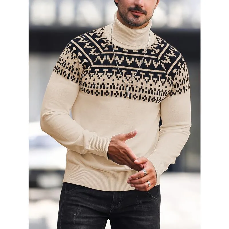 Men's loose high collar printed sweater in rabbit fur and modal blend, available in multiple colours including apricot and black