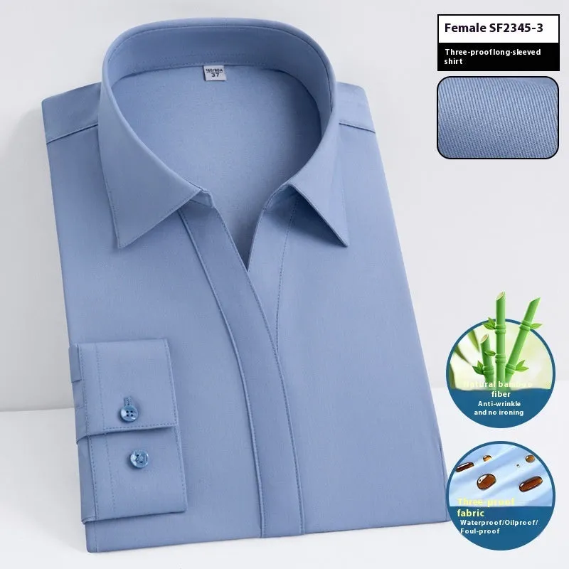 Men's slim fit square collar business shirt in bamboo fibre fabric, available in long and short sleeve styles.