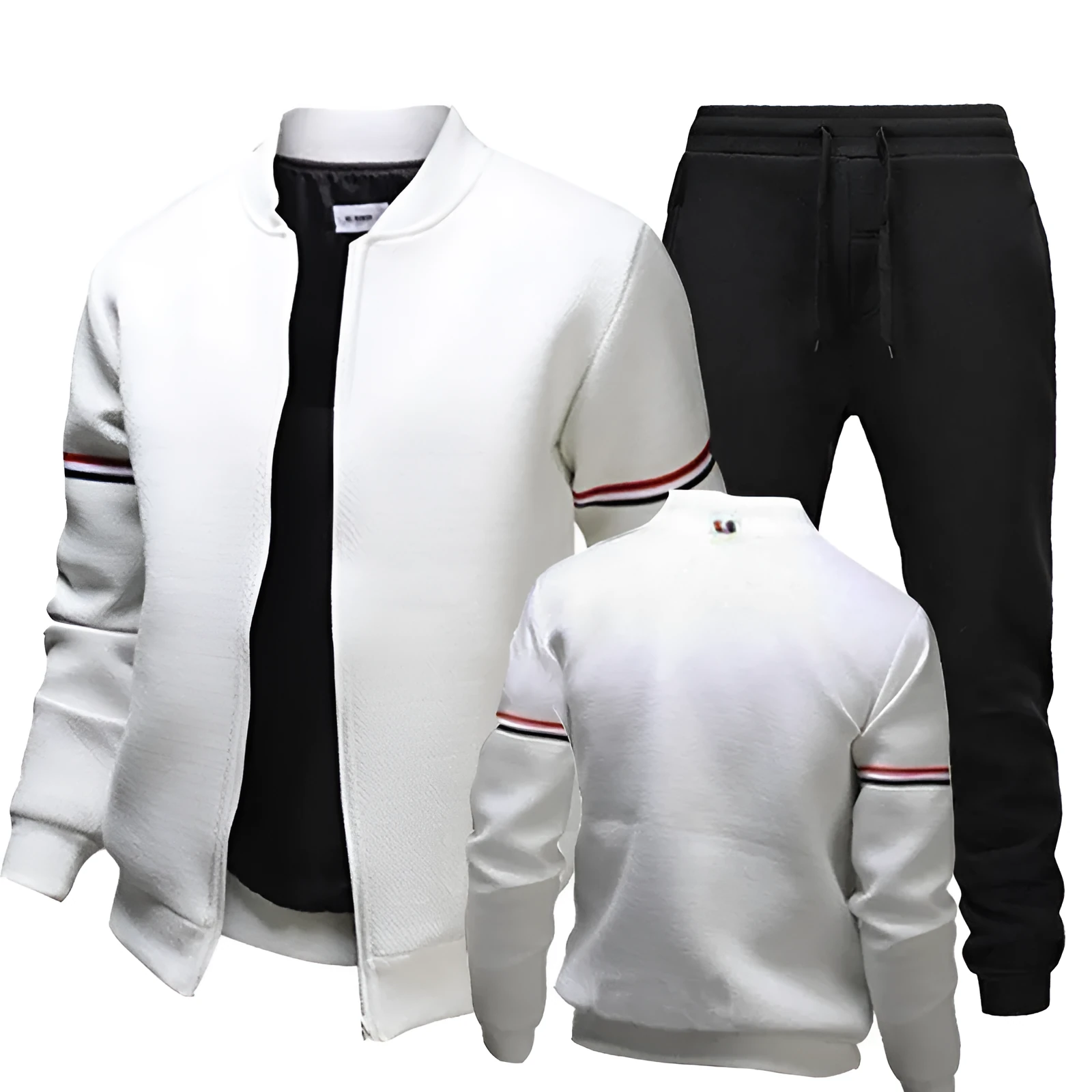 Outdoor sports baseball uniform two-piece set in black, white, and navy blue, polyester fabric, sizes S to XXXXL