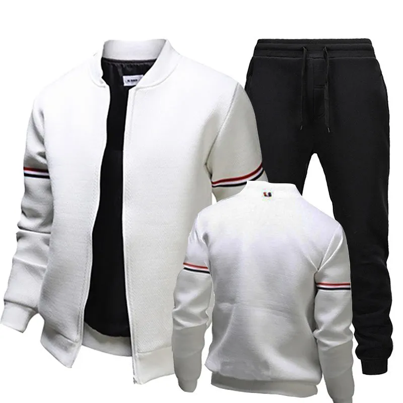 Outdoor sports baseball uniform two-piece set in black, white, and navy blue, polyester fabric, sizes S to XXXXL