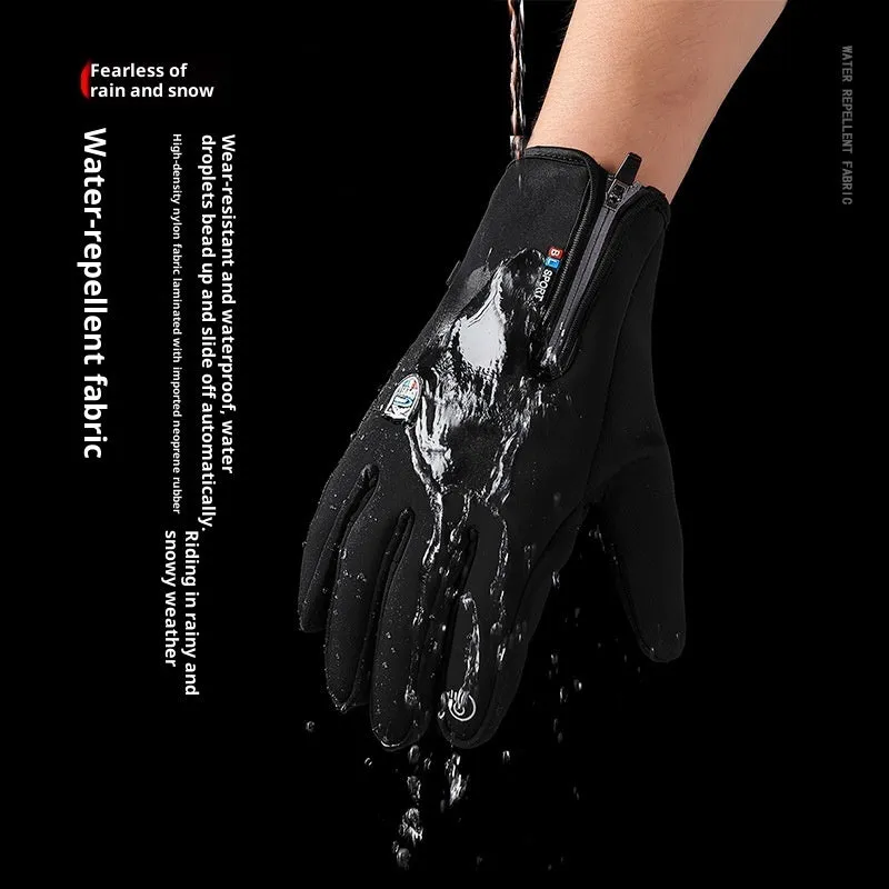 USB heating cycling gloves in constant temperature black with windproof waterproof touch screen and reflective night vision