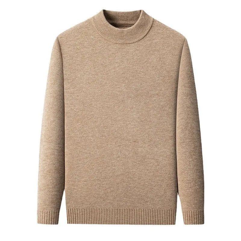 Men's fine yarn half turtleneck sweater in a solid colour on a hanger