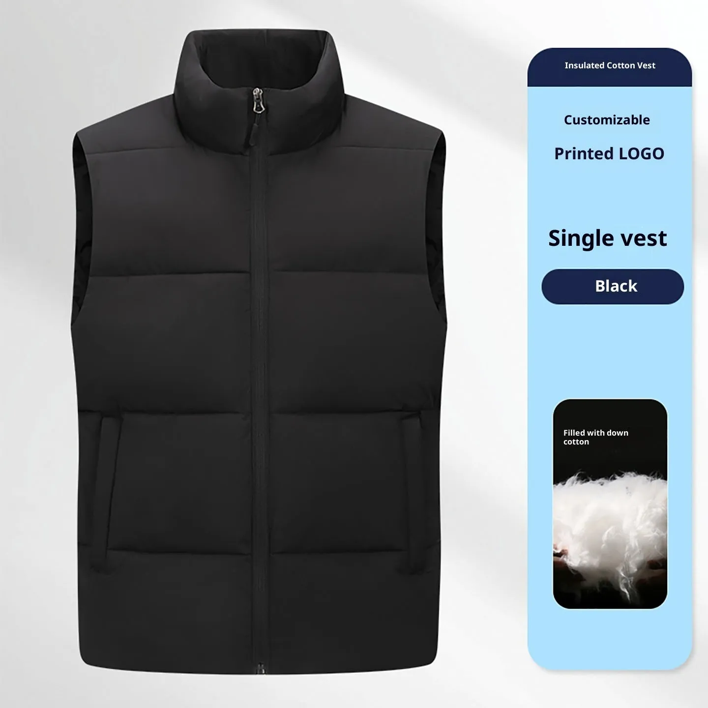 Soft Shell Waterproof Down Cotton Vest Work Clothes for Men in Black Red Deep Purplish Blue L to 5XL Autumn Cold Protection Polyester Large Size