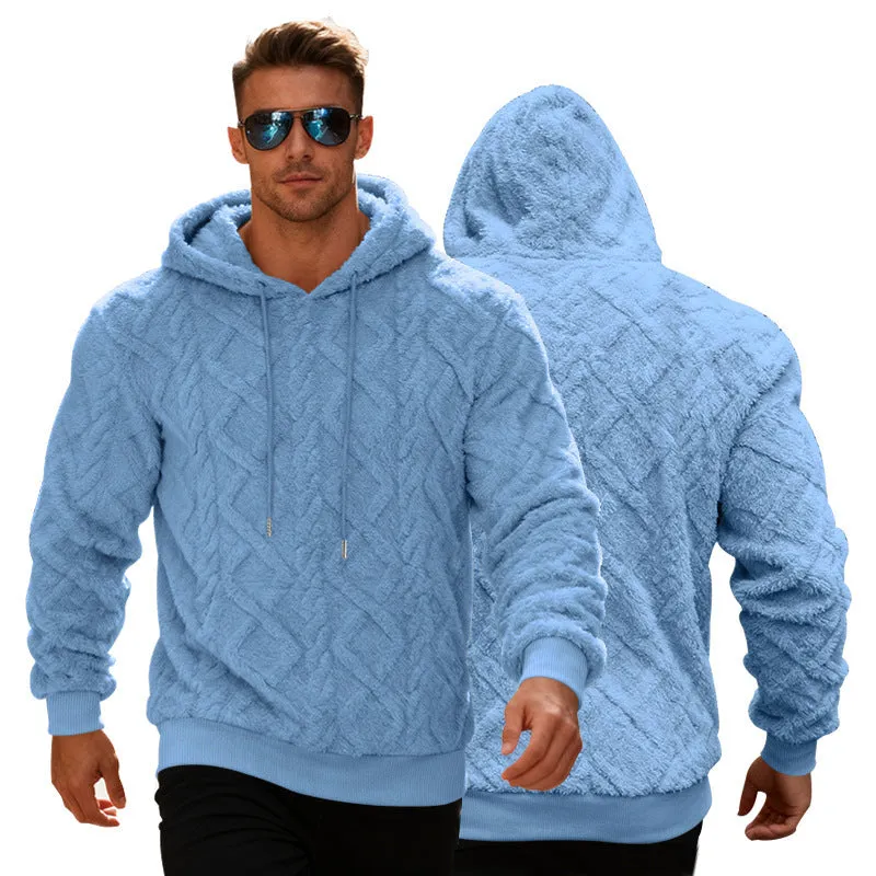 Casual heavy double-sided velvet loose pullover sweatershirt in apricot with fleece lining, front view