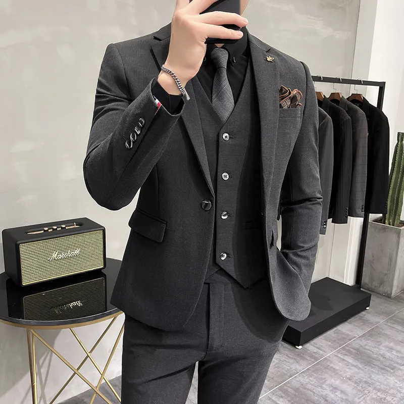 Men's 3-piece suit set in light business style, jacket, trousers and vest, available in multiple colours and extended sizes S to 7XL