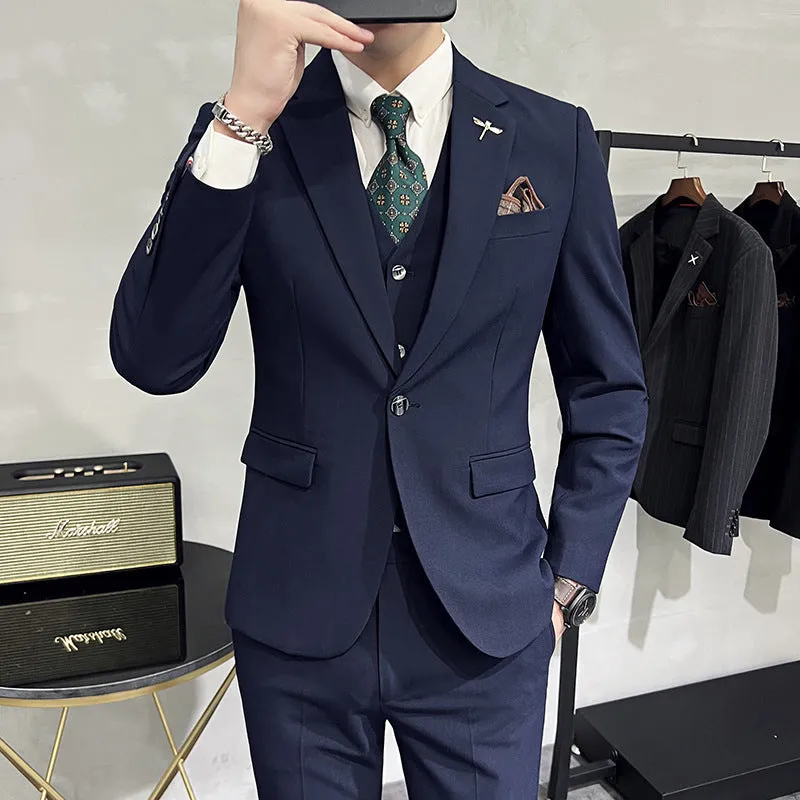 Men's 3-piece suit set in light business style, jacket, trousers and vest, available in multiple colours and extended sizes S to 7XL