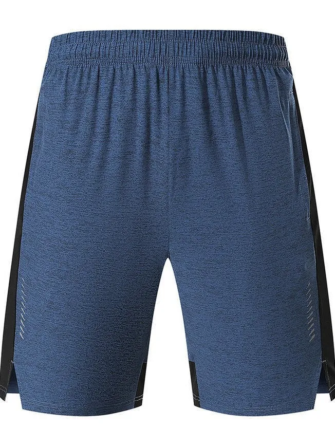 Men's forest green spandex casual shorts with a mid waist and five-point construction.