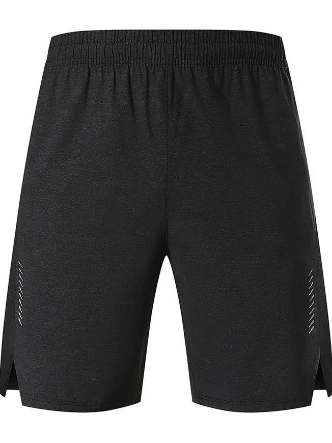 Men's forest green spandex casual shorts with a mid waist and five-point construction.