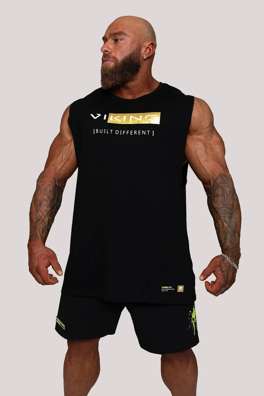 Men's sleeveless muscle fitness vest in black, loose round neck, no hood, Asian sizing M to XXXL
