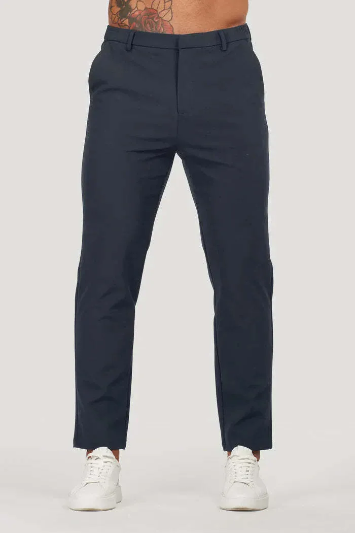 Men's solid colour casual suit trousers in grey, mid waist straight leg with button fly