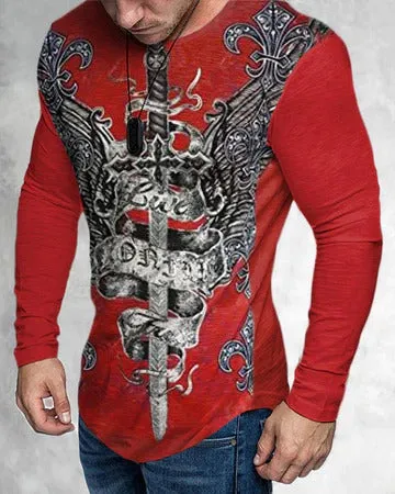 Men's 3D print graphic crew neck T-shirt in slim fit, polyester, cartoon pattern, size S to 6XL