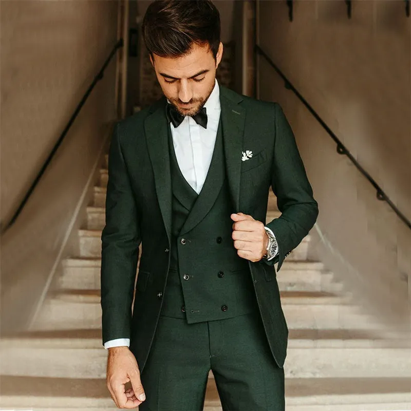 Men's swallowtail party suit set with slim jacket, trousers, and vest in cotton, available in multiple colours