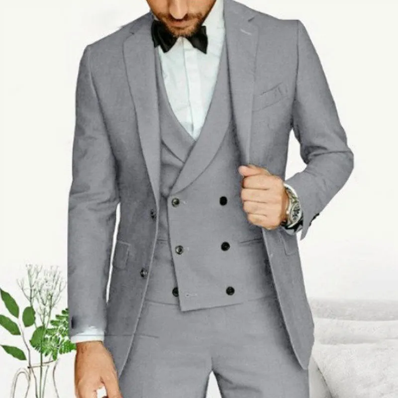 Men's swallowtail party suit set with slim jacket, trousers, and vest in cotton, available in multiple colours