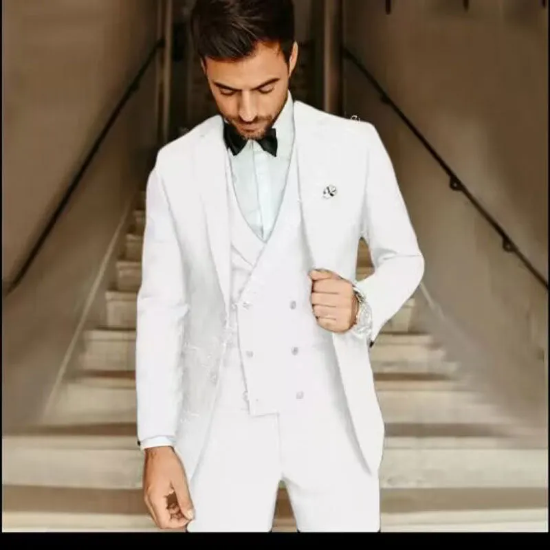 Men's swallowtail party suit set with slim jacket, trousers, and vest in cotton, available in multiple colours