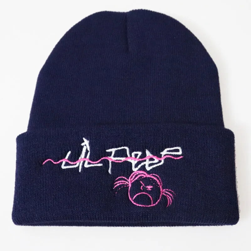 Wild fashion pullover knitted hat in wool with embroidery detail, satin weave, black colour option