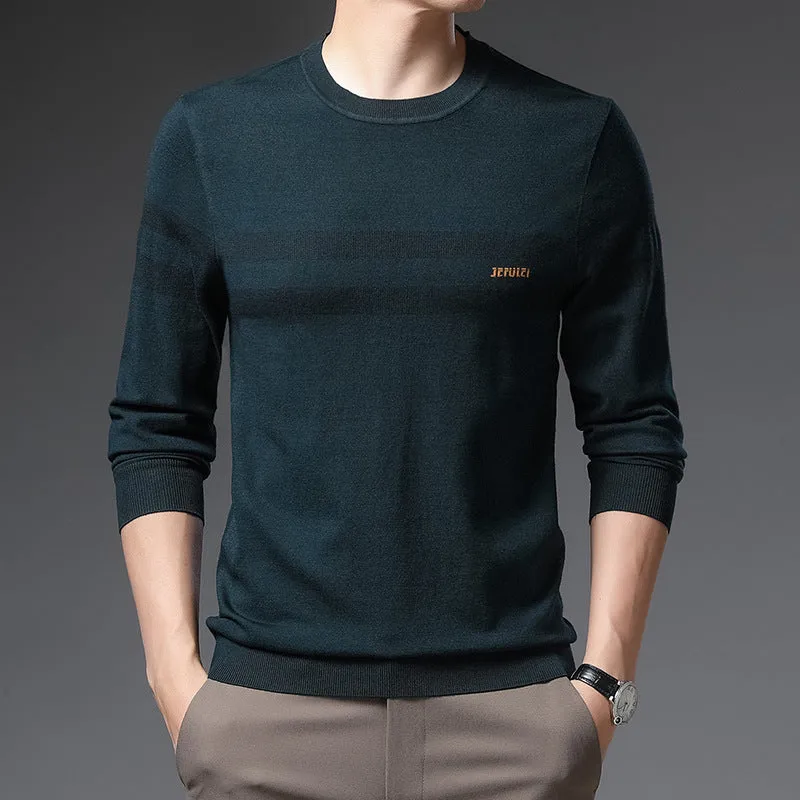 Men's round neck viscose pullover sweater in Black, Grey, and Green – casual style
