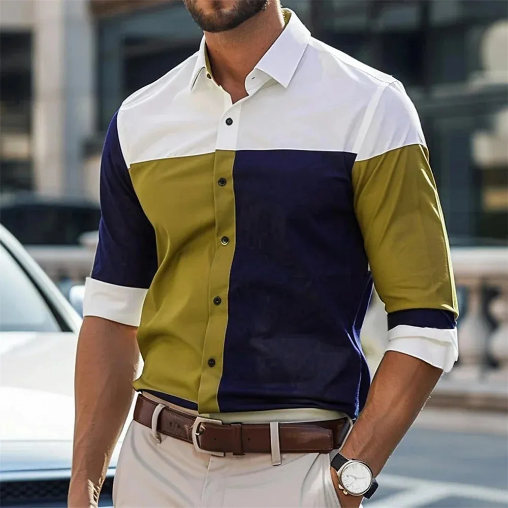 Men's single breasted loose fit polyester shirt in multiple colours with button front, size XS to 4XL, Asian sizing