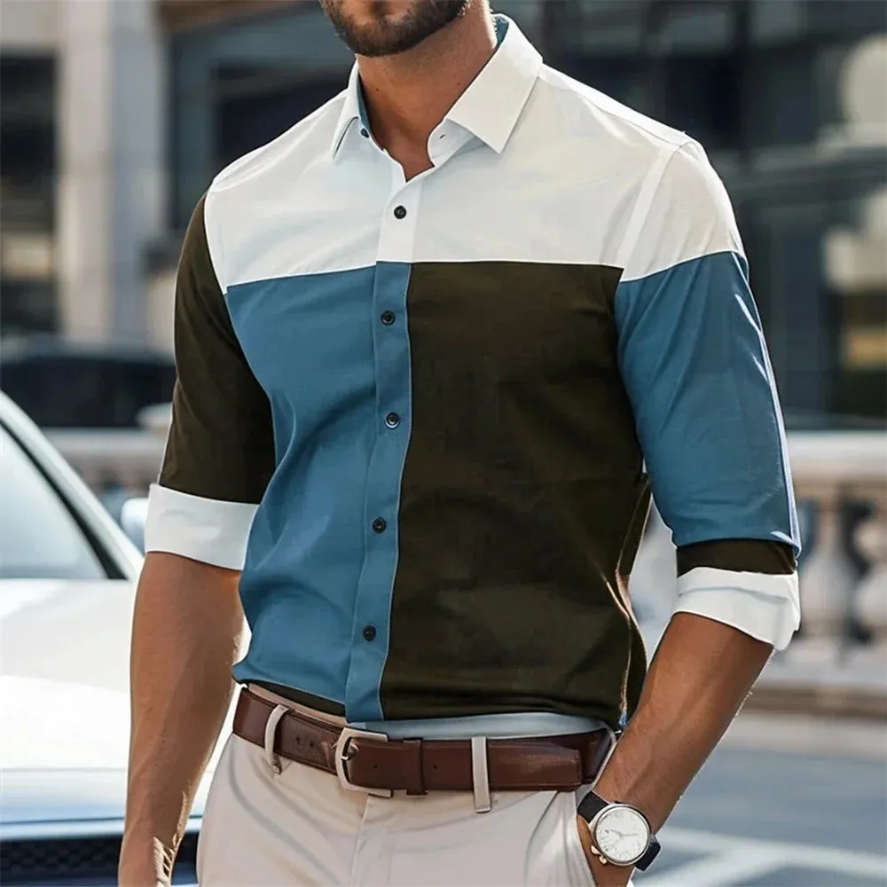 Men's single breasted loose fit polyester shirt in multiple colours with button front, size XS to 4XL, Asian sizing
