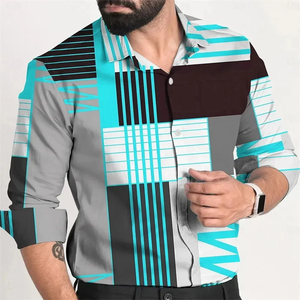 Men's single breasted loose fit polyester shirt in multiple colours with button front, size XS to 4XL, Asian sizing