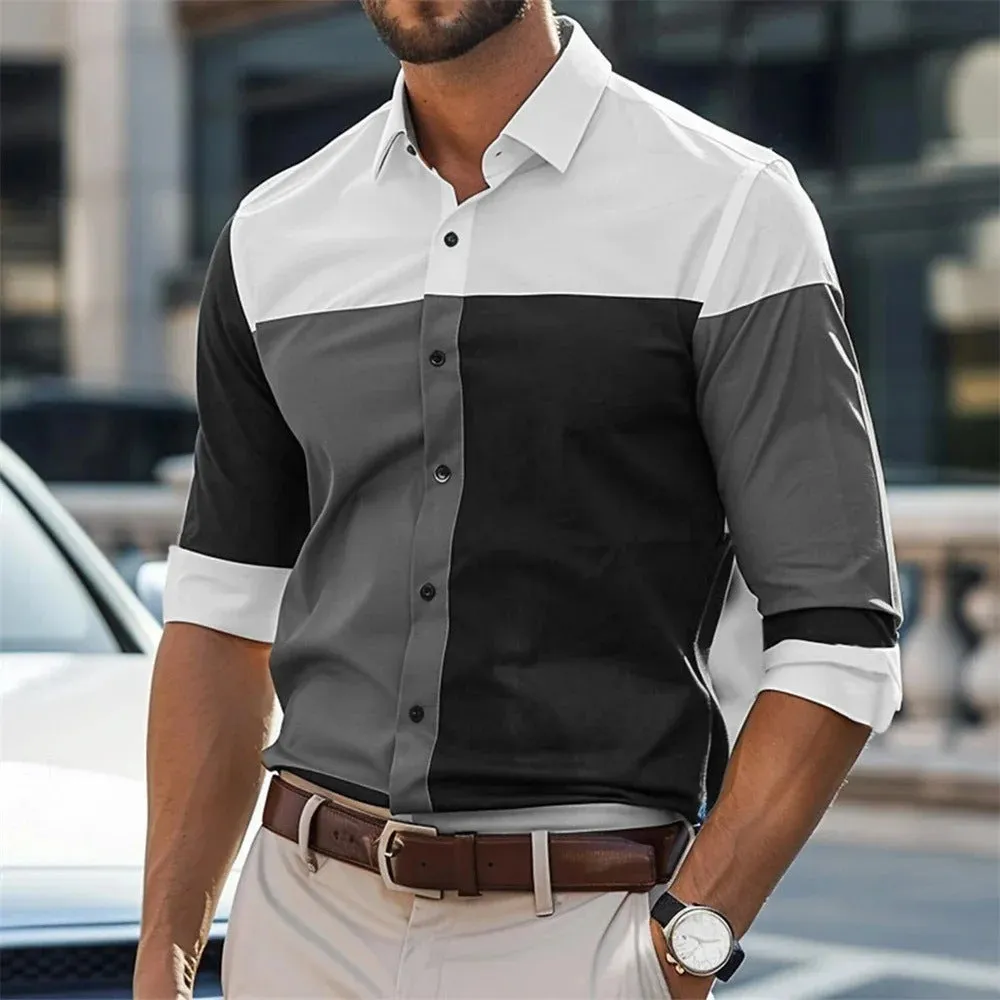 Men's single breasted loose fit polyester shirt in multiple colours with button front, size XS to 4XL, Asian sizing