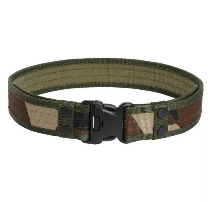 Canvas tactical belt 130x5 cm with plastic rectangular buckle in army green colour for outdoor casual wear